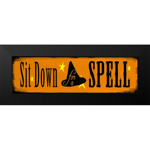 Sit Down For A Spell Black Modern Wood Framed Art Print by Wade, Valarie