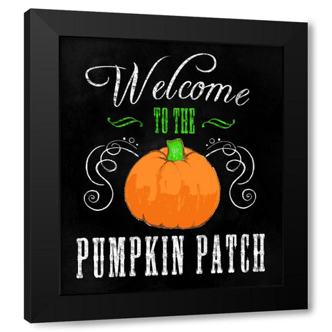 Welcome Pumpkin Patch Black Modern Wood Framed Art Print by Wade, Valarie