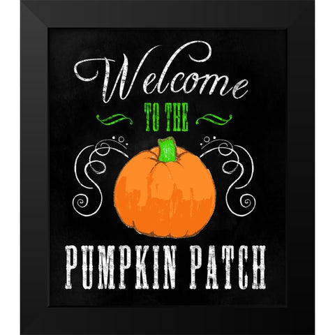 Welcome Pumpkin Patch Black Modern Wood Framed Art Print by Wade, Valarie