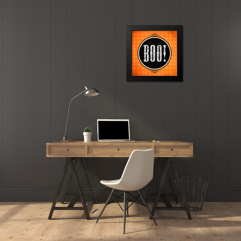 Boo Black Modern Wood Framed Art Print by Wade, Valarie