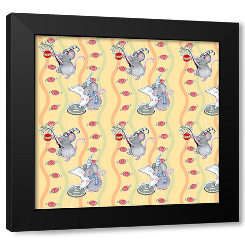 Christmas Mice Black Modern Wood Framed Art Print by Wade, Valarie
