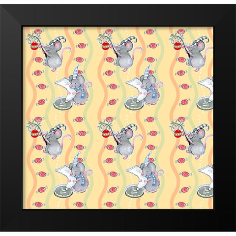 Christmas Mice Black Modern Wood Framed Art Print by Wade, Valarie