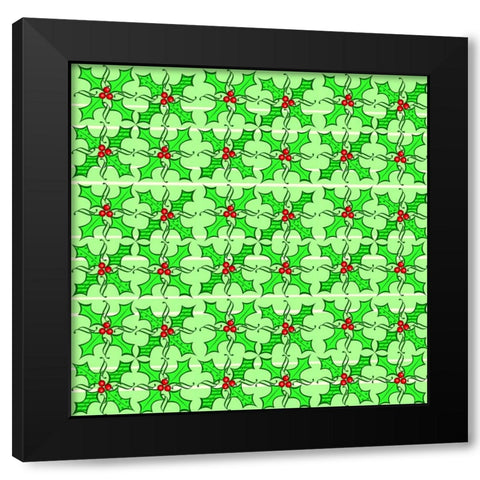 Holly Pattern Black Modern Wood Framed Art Print with Double Matting by Wade, Valarie