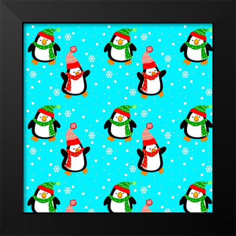 penguin paper Black Modern Wood Framed Art Print by Wade, Valarie
