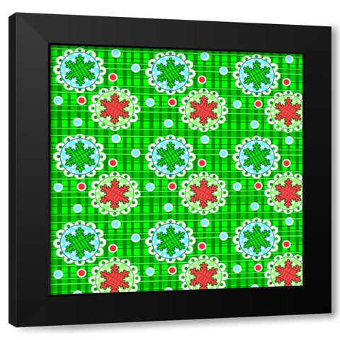Plaid Snowflakes Black Modern Wood Framed Art Print with Double Matting by Wade, Valarie