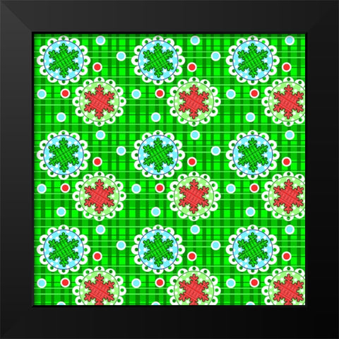 Plaid Snowflakes Black Modern Wood Framed Art Print by Wade, Valarie