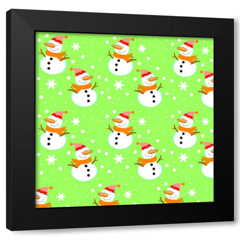 Snowman Green Black Modern Wood Framed Art Print with Double Matting by Wade, Valarie
