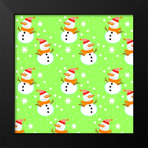 Snowman Green Black Modern Wood Framed Art Print by Wade, Valarie