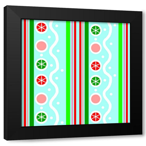 Ice Blue Circles Black Modern Wood Framed Art Print by Wade, Valarie