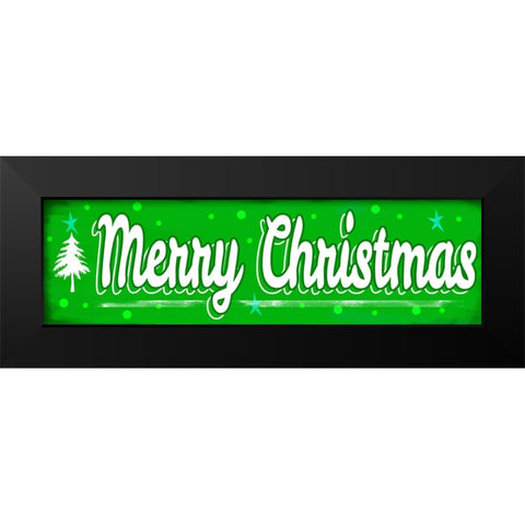 Merry Christmas Sign Black Modern Wood Framed Art Print by Wade, Valarie