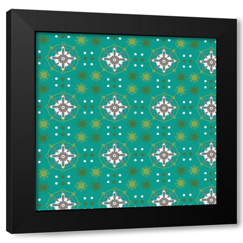 Four Color Flakes Black Modern Wood Framed Art Print with Double Matting by Wade, Valarie