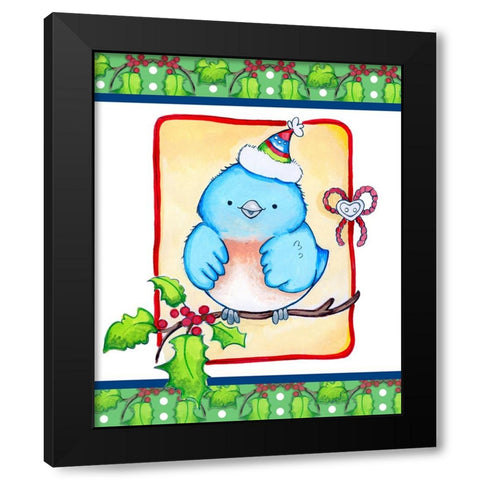 Little Jolly Birdie Black Modern Wood Framed Art Print with Double Matting by Wade, Valarie
