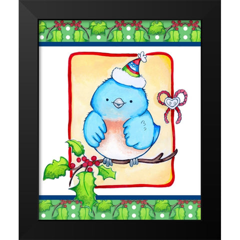 Little Jolly Birdie Black Modern Wood Framed Art Print by Wade, Valarie