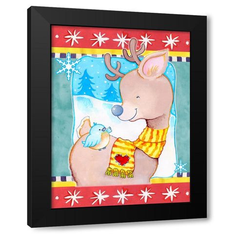 Deer Friends Black Modern Wood Framed Art Print by Wade, Valarie