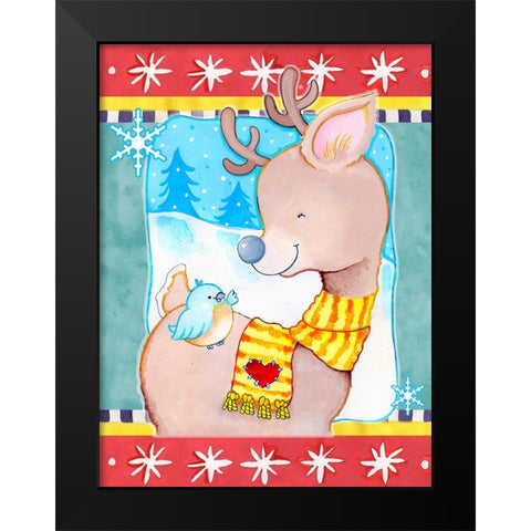 Deer Friends Black Modern Wood Framed Art Print by Wade, Valarie