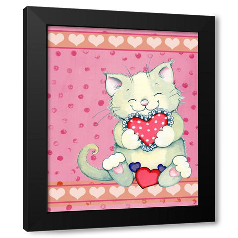 Heart Snuggles Black Modern Wood Framed Art Print with Double Matting by Wade, Valarie