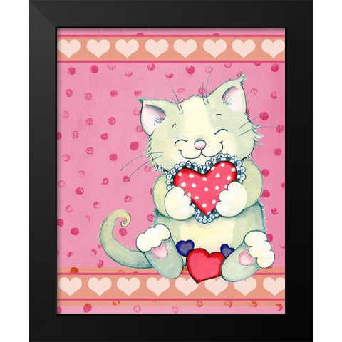 Heart Snuggles Black Modern Wood Framed Art Print by Wade, Valarie