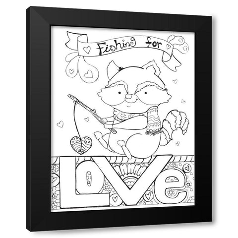 Fishing For Love Black Modern Wood Framed Art Print by Wade, Valarie