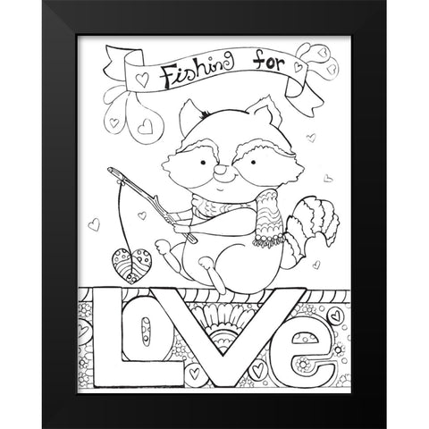 Fishing For Love Black Modern Wood Framed Art Print by Wade, Valarie