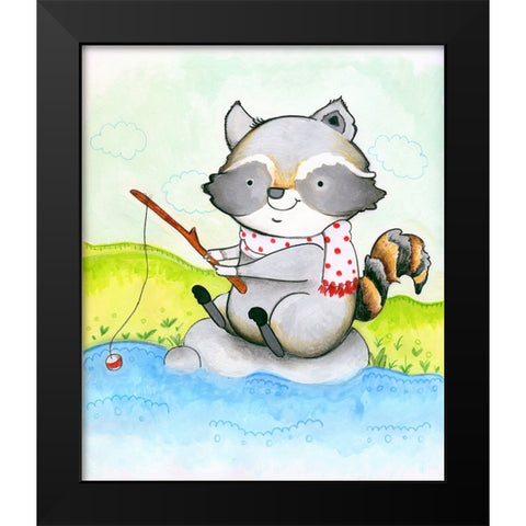 Gone Fishing Black Modern Wood Framed Art Print by Wade, Valarie