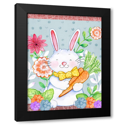 Carrots And Bunny Black Modern Wood Framed Art Print by Wade, Valarie