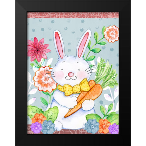 Carrots And Bunny Black Modern Wood Framed Art Print by Wade, Valarie