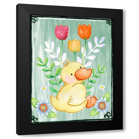Duckie Black Modern Wood Framed Art Print by Wade, Valarie