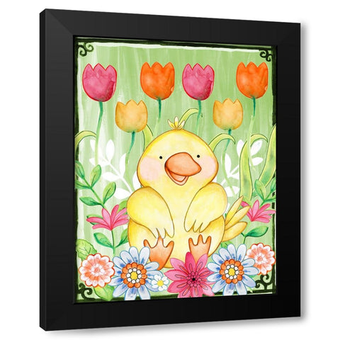 Just Duckie Black Modern Wood Framed Art Print with Double Matting by Wade, Valarie