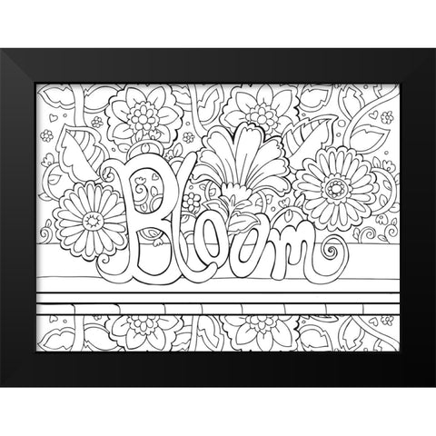 Bloom Line Art Black Modern Wood Framed Art Print by Wade, Valarie