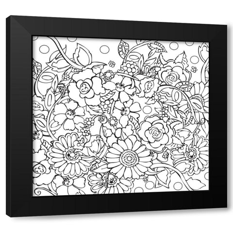 Floral Confusion Black Modern Wood Framed Art Print by Wade, Valarie