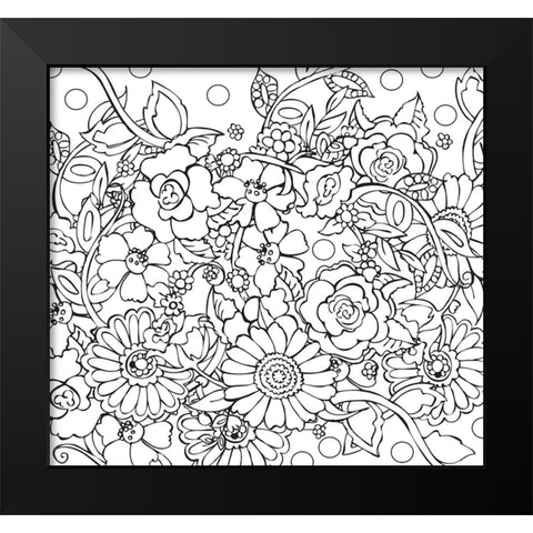 Floral Confusion Black Modern Wood Framed Art Print by Wade, Valarie