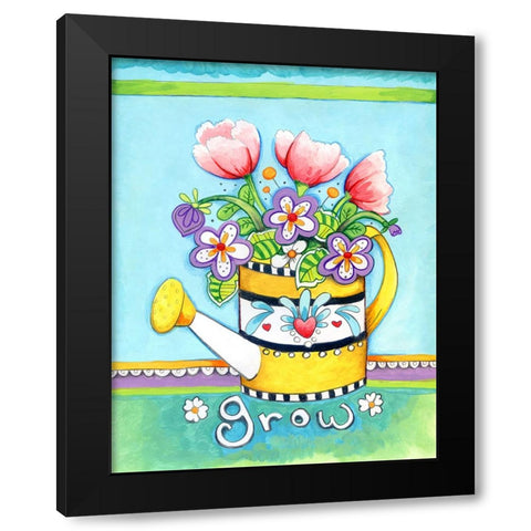 Watering Can Black Modern Wood Framed Art Print by Wade, Valarie