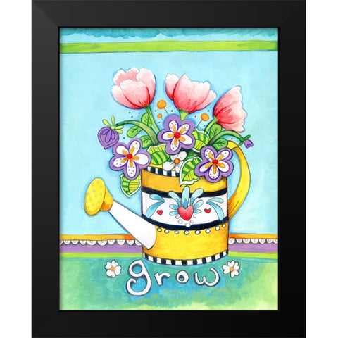 Watering Can Black Modern Wood Framed Art Print by Wade, Valarie
