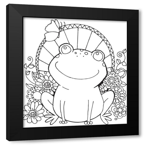 Froggie Friends Black Modern Wood Framed Art Print with Double Matting by Wade, Valarie