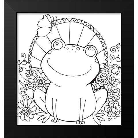 Froggie Friends Black Modern Wood Framed Art Print by Wade, Valarie