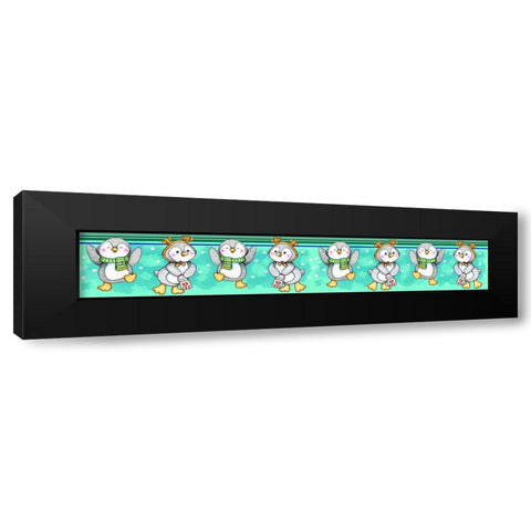 Penguin Border Black Modern Wood Framed Art Print by Wade, Valarie