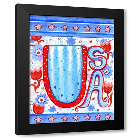 Watermelon USA Black Modern Wood Framed Art Print by Wade, Valarie