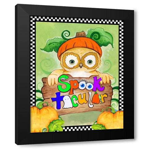 Spooktacular Owl Black Modern Wood Framed Art Print with Double Matting by Wade, Valarie