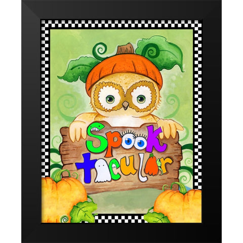 Spooktacular Owl Black Modern Wood Framed Art Print by Wade, Valarie