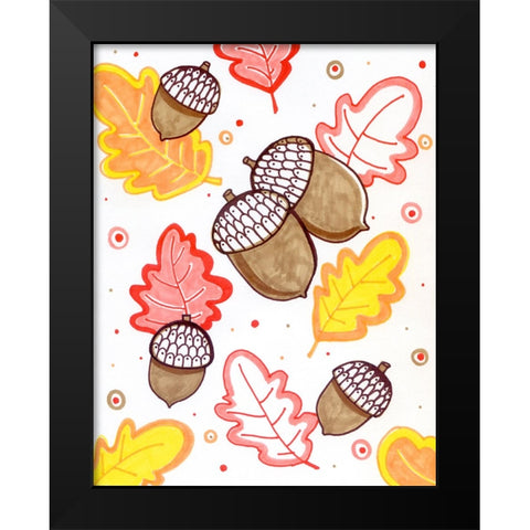 Acorn Rain Black Modern Wood Framed Art Print by Wade, Valarie