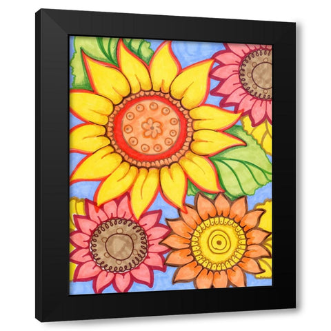 Sunflower Zen Black Modern Wood Framed Art Print with Double Matting by Wade, Valarie