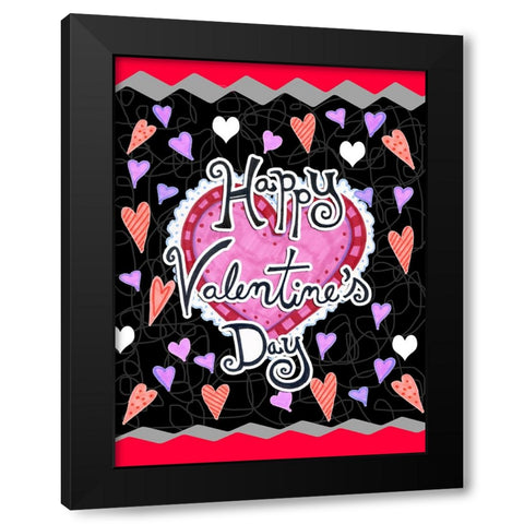 Lots of Hearts Black Modern Wood Framed Art Print with Double Matting by Wade, Valarie