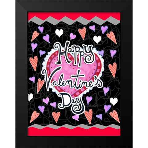 Lots of Hearts Black Modern Wood Framed Art Print by Wade, Valarie