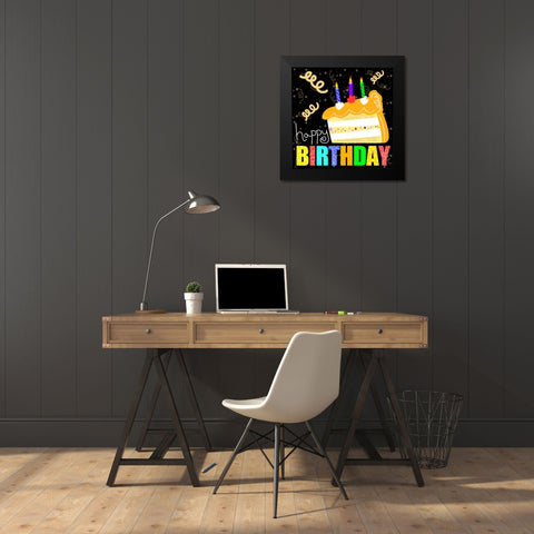 Birthday Cake Black Modern Wood Framed Art Print by Wade, Valarie