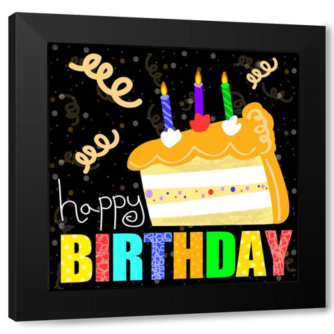 Birthday Cake Black Modern Wood Framed Art Print by Wade, Valarie