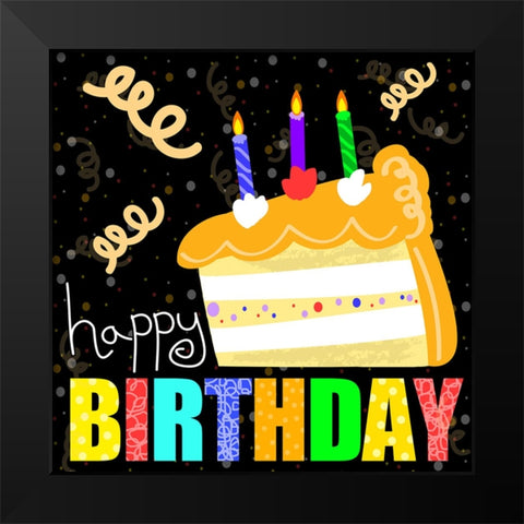 Birthday Cake Black Modern Wood Framed Art Print by Wade, Valarie