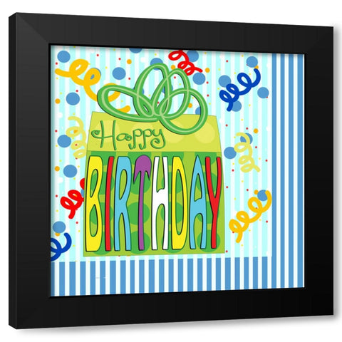Birthday Gift Napkin Black Modern Wood Framed Art Print by Wade, Valarie