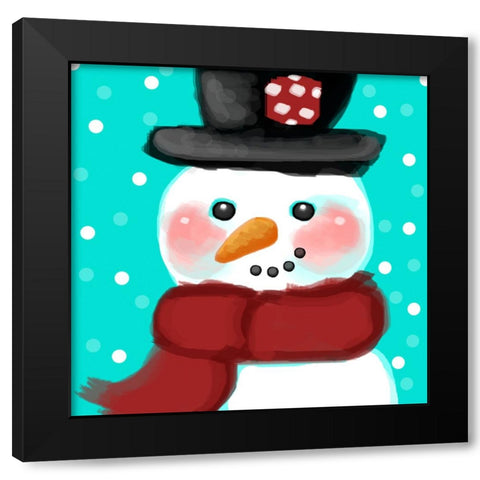 Snowman Black Modern Wood Framed Art Print with Double Matting by Wade, Valarie