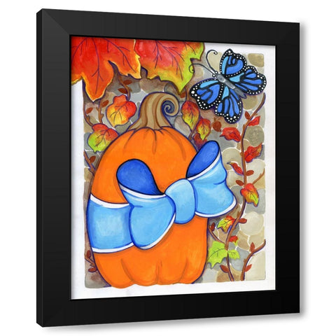 Blue Ribbon Black Modern Wood Framed Art Print by Wade, Valarie