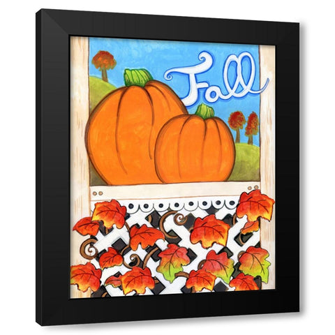 Fall Pumpkins Black Modern Wood Framed Art Print with Double Matting by Wade, Valarie